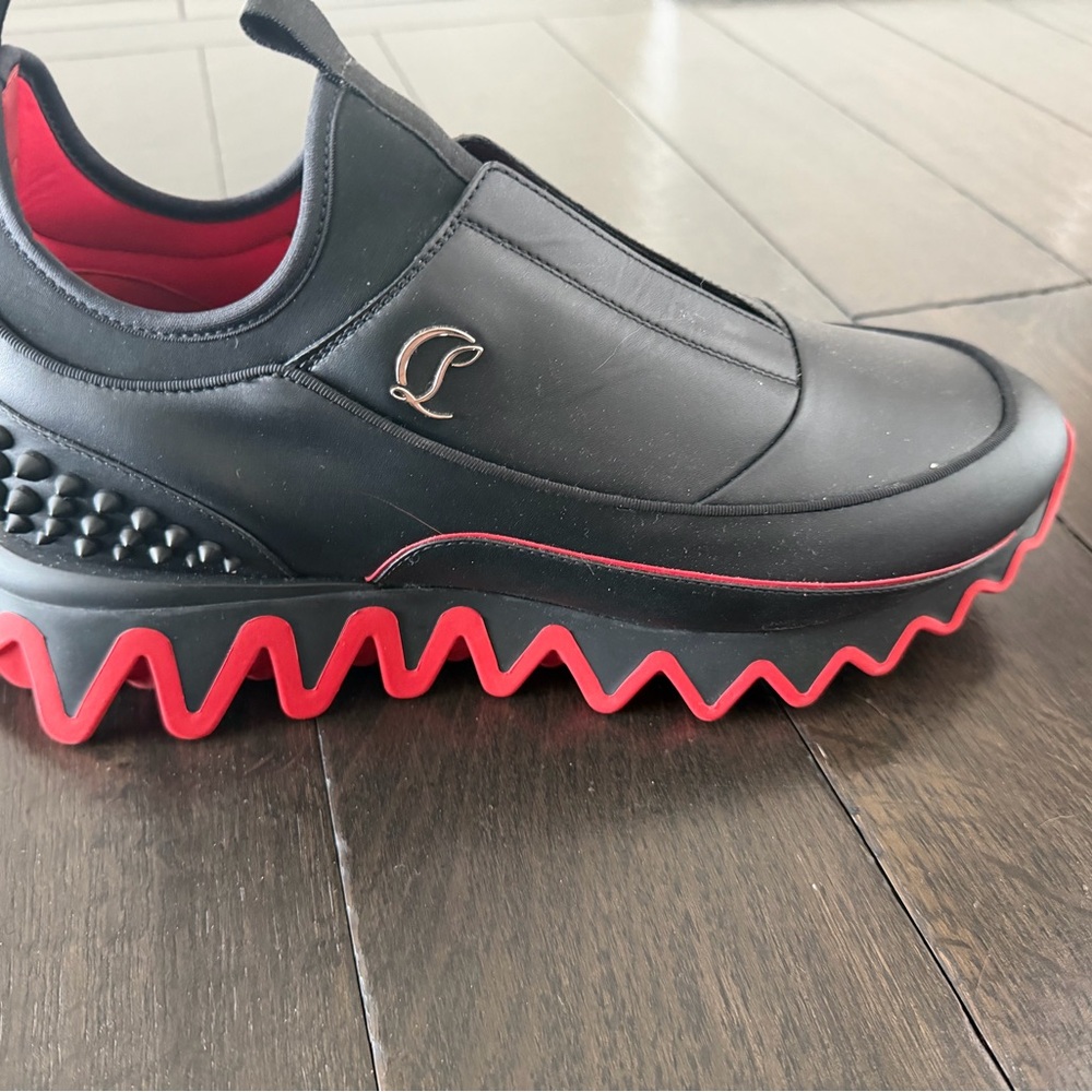 Christian Louboutin Black and Red Spiked men’s Sneakers never worn size 45 1/2 - Picture 2 of 2
